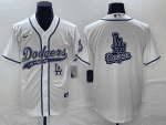 Los Angeles Dodgers White Team Big Logo With Patch Cool Base Stitched Jersey
