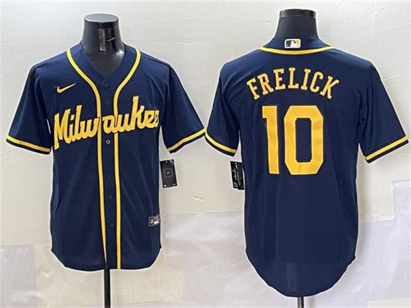 Milwaukee Brewers #10 Sal Frelick Navy Cool Base Stitched Jersey