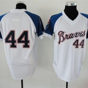 Atlanta Braves Customized 1974 White Mitchell And Ness Throwback Stitched Jersey