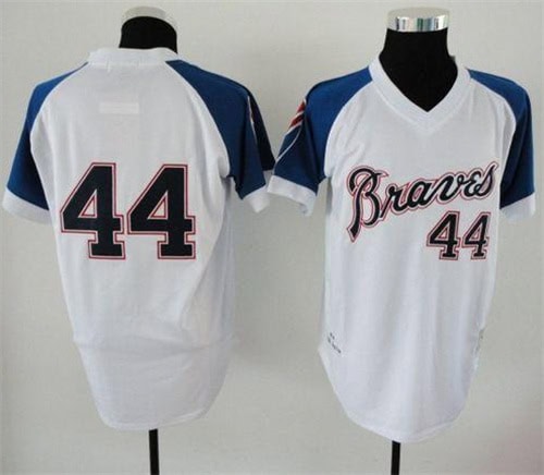 Atlanta Braves Customized 1974 White Mitchell And Ness Throwback Stitched Jersey
