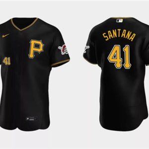 Pittsburgh Pirates #41 Carlos Santana Black Flex Base Stitched Jersey