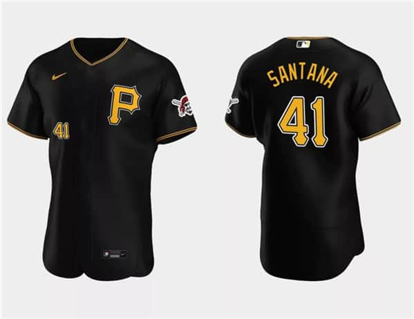 Pittsburgh Pirates #41 Carlos Santana Black Flex Base Stitched Jersey