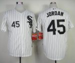 White Sox #45 Michael Jordan Stitched White Black Strip Jersey