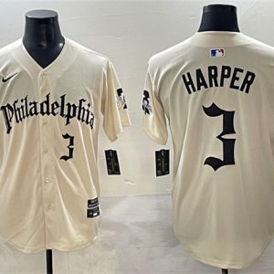 Philadelphia Phillies #3 Bryce Harper Cream Gothic Vapor Limited Stitched Jersey