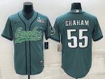 Philadelphia Eagles #55 Brandon Graham Green With Super Bowl LVII Patch Cool Base Stitched Baseball Jersey