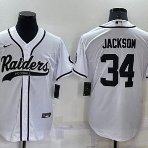Las Vegas Raiders #34 Bo Jackson White Cool Base Stitched Baseball Jersey
