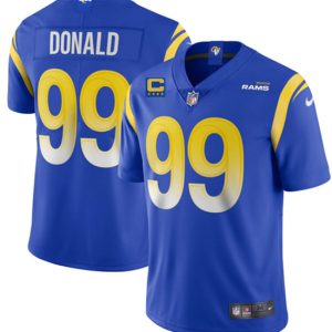Los Angeles Rams 2022 #99 Aaron Donald Blue With 4-Star C Patch Stitched Jersey