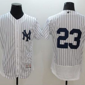 Yankees #23 Don Mattingly White Strip Flexbase Authentic Collection Stitched Jersey