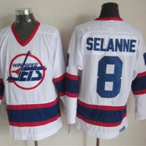 Jets #8 Teemu Selanne White CCM Throwback Stitched Jersey