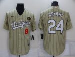 Los Angeles Dodgers Front #8 Back #24 Kobe Bryant Cream Cool Base Stitched Jersey