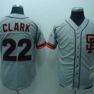 Mitchell And Ness Giants #22 Will Clark Stitched Grey Throwback Jersey