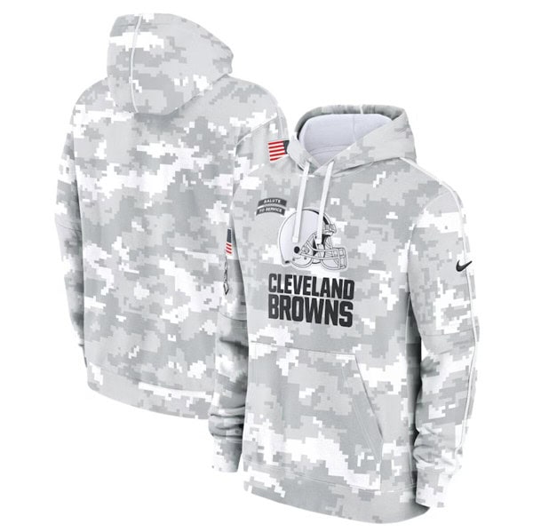 Cleveland Browns 2024 Arctic Camo Salute To Service Club Fleece Pullover Hoodie