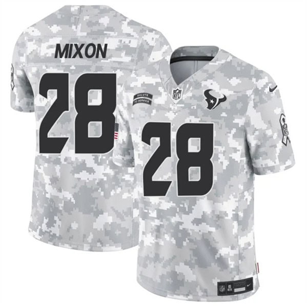 Houston Texans #28 Joe Mixon Arctic Camo 2024 F.U.S.E. Salute To Service Limited Stitched Jersey