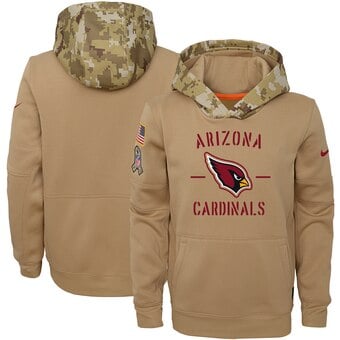Youth Arizona Cardinals Khaki 2019 Salute To Service Therma Pullover Hoodie