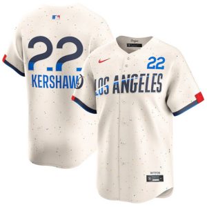 Brooklyn Dodgers #22 Clayton Kershaw Cream 2024 City Connect Limited Stitched Jersey