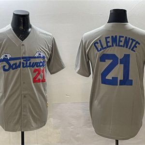 Santurce Crabbers #21 Roberto Clemente Gray Cool Base Stitched Jersey