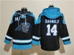 Carolina Panthers #14 Sam Darnold Black Ageless Must-Have Lace-Up Pullover Hoodie
