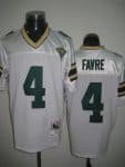 Mitchell Ness Packers #4 Brett Favre White With 75th Patch Stitched Throwback Jersey