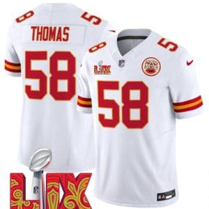 Kansas City Chiefs #58 Derrick Thomas White 2025 F.U.S.E. Super Bowl LIX Patch Vapor Untouchable Limited Stitched Jersey