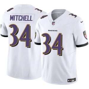 Baltimore Ravens #34 Keaton Mitchell White 2025 F.U.S.E. Vapor Limited Football Jersey