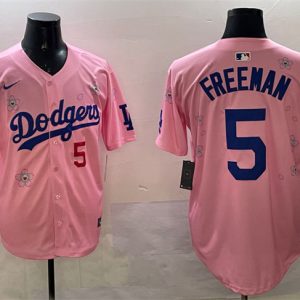 Los Angeles Dodgers #5 Freddie Freeman Pink 2025 Tokyo Series Limited Stitched Jersey