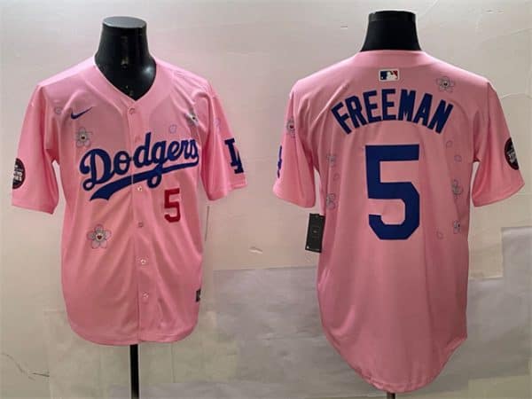 Los Angeles Dodgers #5 Freddie Freeman Pink 2025 Tokyo Series Limited Stitched Jersey