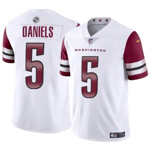 Washington Commanders #5 Jayden Daniels White 2024 Draft Vapor Limited Stitched Jersey