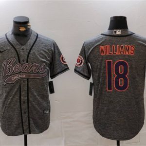 Chicago Bears #18 Caleb Williams Grey With Patch Cool Base Stitched Jersey
