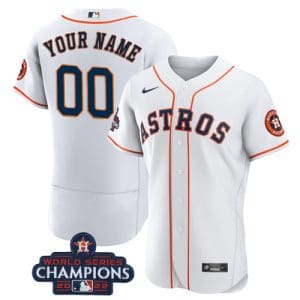 Houston Astros Customized Custom White 2022 World Series Flex Base Stitched Baseball Jersey
