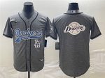 Los Angeles Dodgers Gray Team Big Logo With Patch Cool Base Stitched Jersey