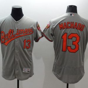 Orioles #13 Manny Machado Grey Flexbase Authentic Collection Stitched Jersey