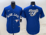 Toronto Blue Jays Royal Team Big Logo Cool Base Stitched Jersey