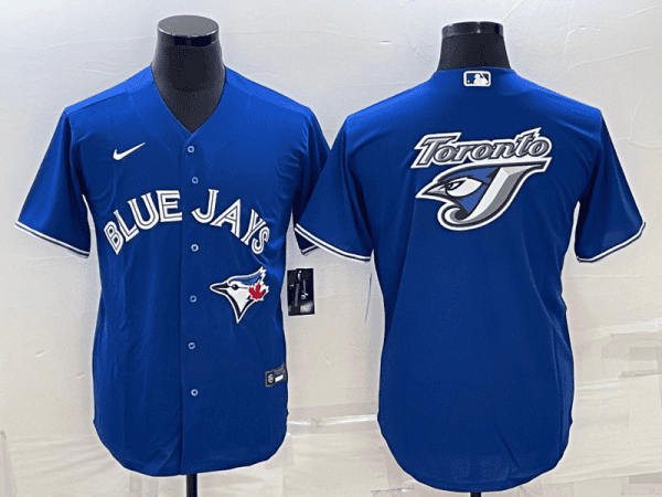 Toronto Blue Jays Royal Team Big Logo Cool Base Stitched Jersey