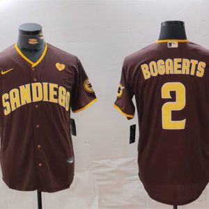 San Diego Padres #2 Xander Bogaerts Brown With PS Patch Cool Base Stitched Jersey