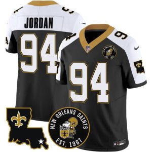 New Orleans Saints #94 Cameron Jordan Black F.U.S.E. EST. 1967 Patch Vapor Stitched Jersey