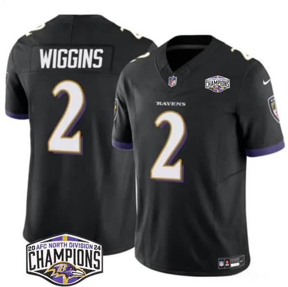Baltimore Ravens #2 Nate Wiggins Black F.U.S.E. 2024 AFC North Division Champions Vapor Limited Jersey