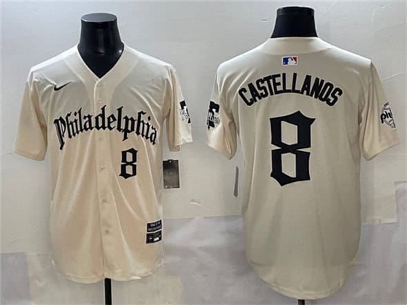 Philadelphia Phillies #8 Nick Castellanos Cream Gothic Vapor Limited Stitched Jersey
