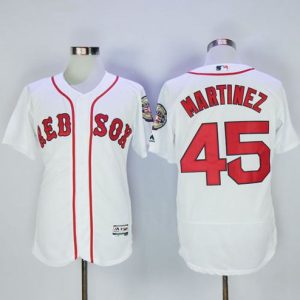 Red Sox #45 Pedro Martinez White Flexbase Authentic Collection Stitched Jersey