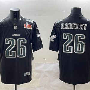 Philadelphia Eagles #26 Saquon Barkley Black 2025 Super Bowl LIX Patch Fashion Vapor Untouchable Limited Stitched Jersey