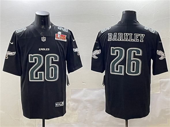 Philadelphia Eagles #26 Saquon Barkley Black 2025 Super Bowl LIX Patch Fashion Vapor Untouchable Limited Stitched Jersey