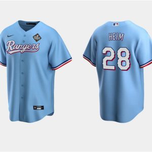 Texas Rangers #28 Jonah Heim Blue 2023 World Series Stitched Jersey