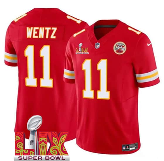 Kansas City Chiefs #11 Carson Wentz Red 2025 F.U.S.E. Super Bowl LIX Patch Vapor Untouchable Limited Stitched Jersey