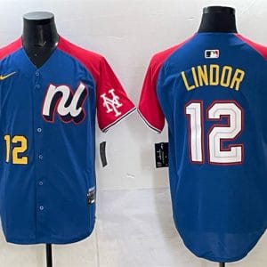 National League #12 Francisco Lindor Blue Red Alternate 2025 All-Star Edition Limited Stitched Jersey