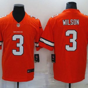 Denver Broncos #3 Russell Wilson Orange Color Rush Stitched Jersey