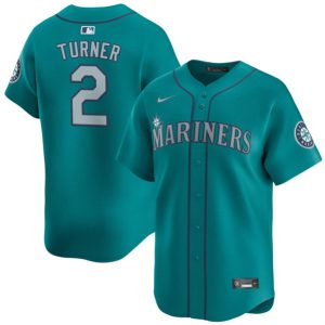 Seattle Mariners #2 Justin Turner Aqua Alternate Limited Stitched Jersey