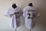 Brewers #23 Rickie Weeks Stitched White Jersey