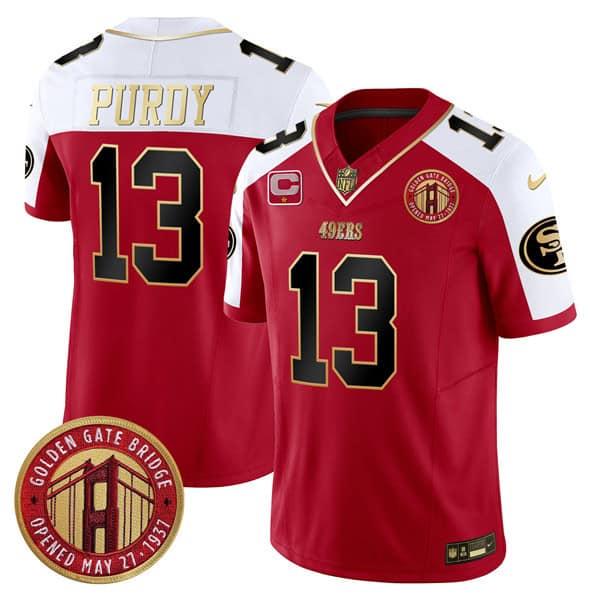 San Francisco 49ers #13 Brock Purdy Red F.U.S.E. Golden Gate Bridge With 1-Star C Patch Alternate Vapor Limited Stitched Jersey