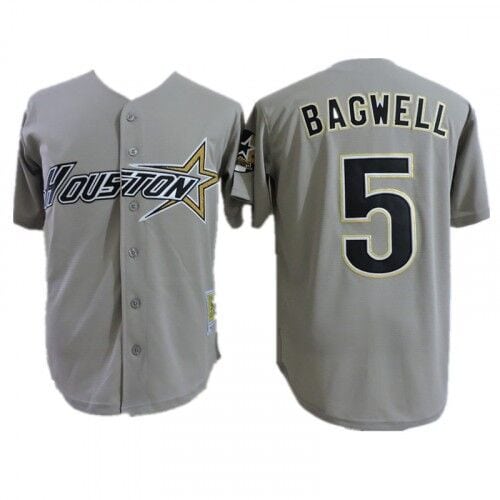 Houston Astros #5 Jeff Bagwell Gray Cool Base Stitched Baseball Jersey