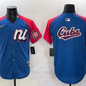 National League Chicago Cubs Team Big Logo Blue Red Alternate 2025 All-Star Edition Limited Stitched Jersey