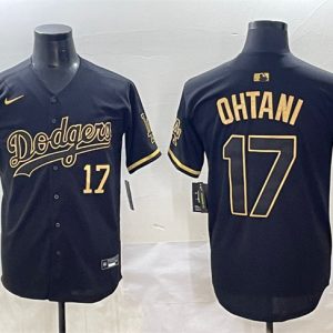 Los Angeles Dodgers #17 Shohei Ohtani Black Gold Limited Stitched Jersey